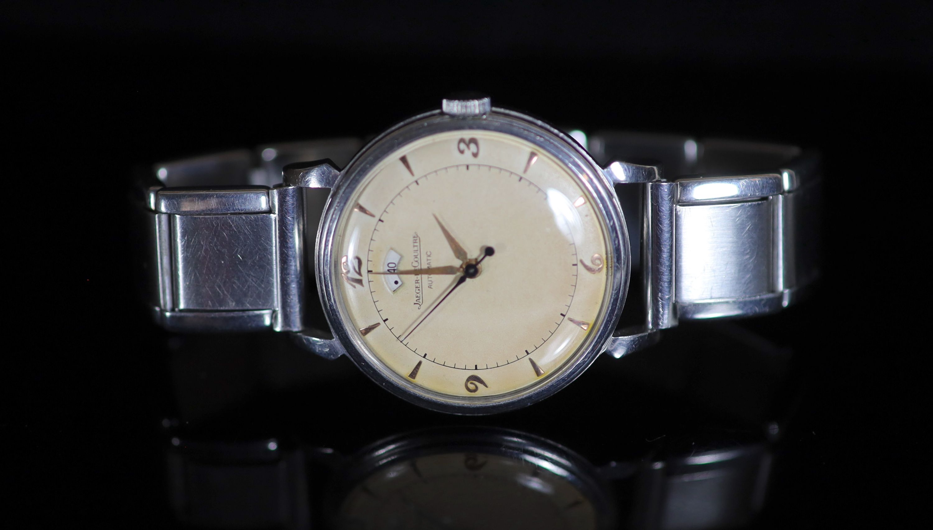 A gentleman's 1960's? steel Jaeger LeCoultre automatic wrist watch